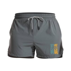 Two-tone Palm Tree Athletic Quick-Dry Shorts