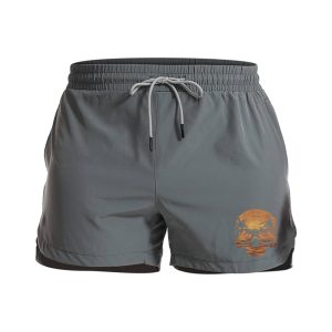 Sunset Skull Athletic Quick-Dry Shorts