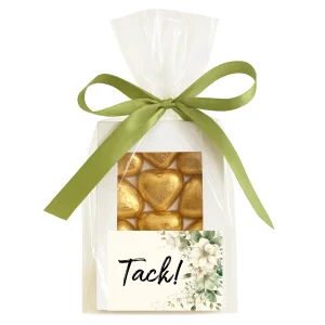 Vita/gröna blommor | Chokladask & kort