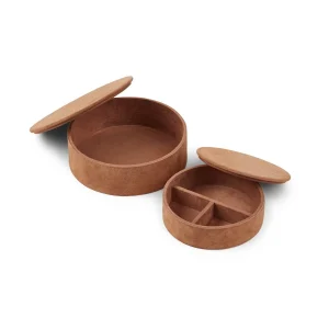 Runda lådor | Kalvläder | 2 st