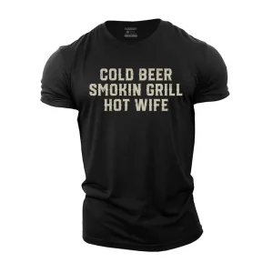 Cold Beer Smokin Grill Hot Wife T-Shirt